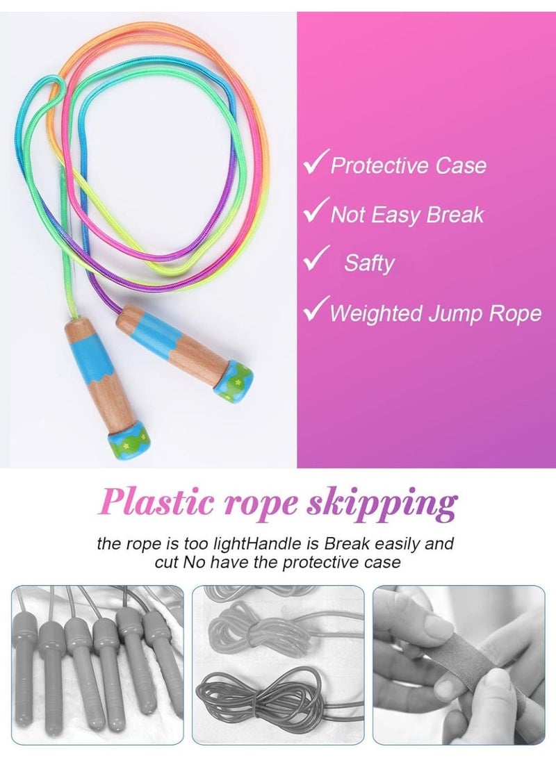 Jump Rope for Kids Adjustable, Lorvain Kid Jump Ropes for Girls Boys Skipping Rope for Kids with Wooden Handle Cotton Braided Outdoor Fun Activity for Exercise Fitness Children Students Preschooler - Image 2